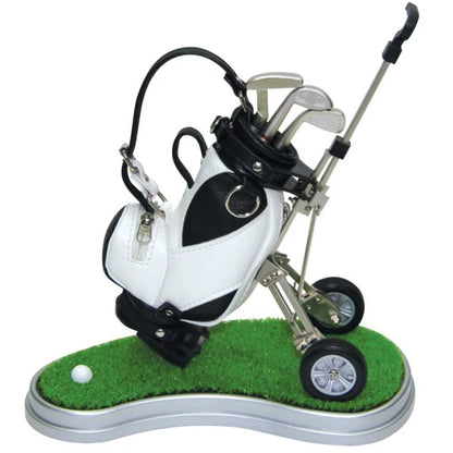 Golf Pens with Golf Bag Holder Novelty Gifts with 3 Pieces Aluminum Pen Golf Bag Pencil Holder Golf Souvenirs Gifts