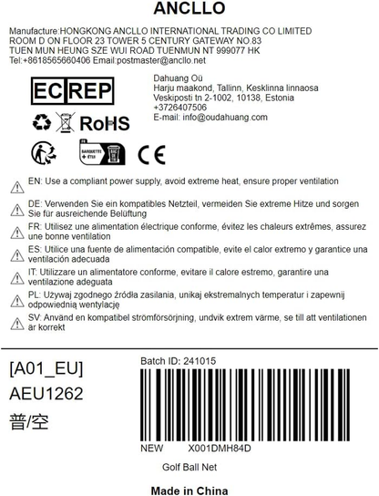 ANCLLO Outdoor Sports Foldable Golf Ball Net Pop-Up Golf Practice Net Accuracy S